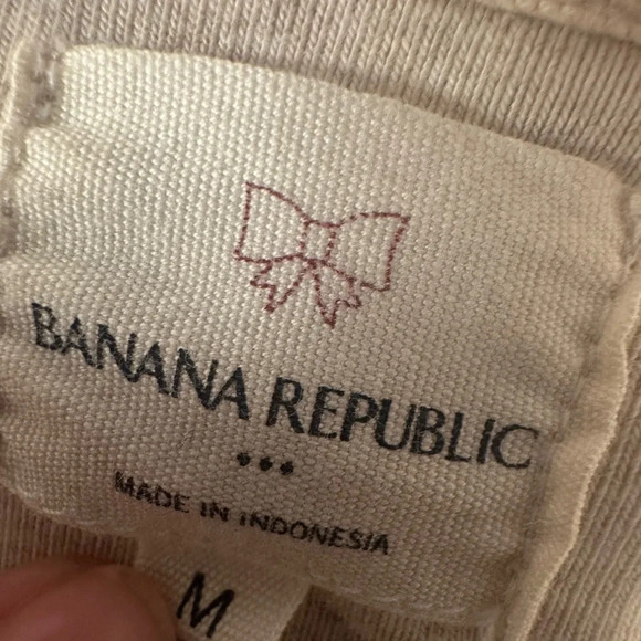 Banana Republic Pullover Button Sweater Cream Cotton Blend Size M Vintage Tag - Picture 3 of 4